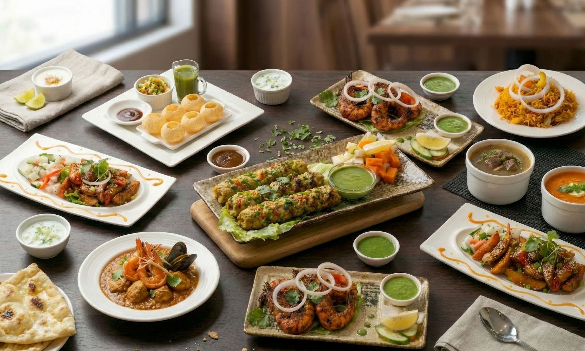 印度饗宴，烤肉串、香飯、咖哩與酸辣醬